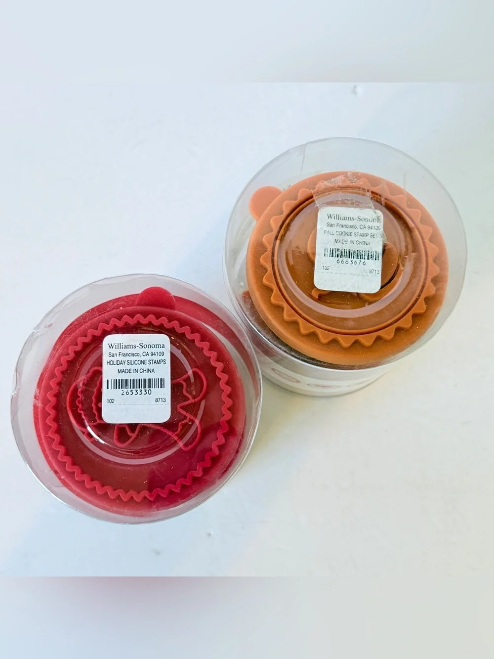 Set of 2 NEW Williams Sonoma Seasonal Silicone Cookie Stamp Sets Holiday & Fall